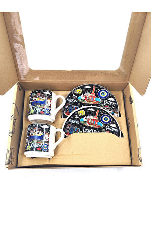 EL YAPIMI VE İZMİR TEMALI 2'Lİ FİNCAN TAKIMI