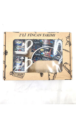 EL YAPIMI VE İZMİR TEMALI 2'Lİ FİNCAN TAKIMI
