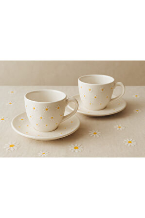 EL YAPIMI PAPATYA DESENLİ 2'Lİ FİNCAN TAKIMI