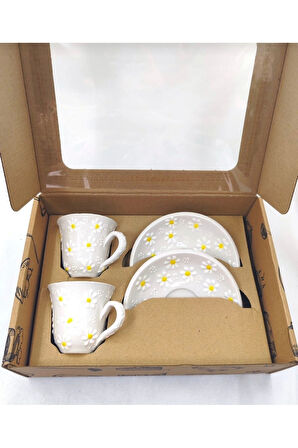 EL YAPIMI PAPATYA DESENLİ 2'Lİ FİNCAN TAKIMI