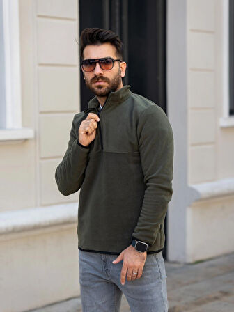 Yarım Fermuarlı Tek Cep Polar Sweat (manken boy 185 kilo 83)