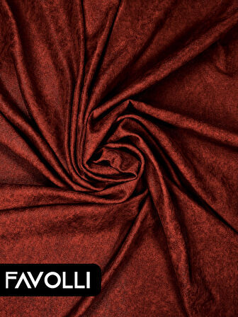 FAVOLLİ Kadife Dokulu Kiremit Rengi Ada Fon Perde Ekstrafor Büzgülü Dream Series