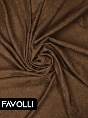 FAVOLLİ Kadife Dokulu Kahverengi Ada Fon Perde Ekstrafor Büzgülü Dream Series