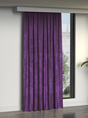 FAVOLLİ Kadife Dokulu Menekşe Moru Ada Fon Perde Ekstrafor Büzgülü Dream Series