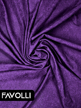 FAVOLLİ Kadife Dokulu Menekşe Moru Ada Fon Perde Ekstrafor Büzgülü Dream Series