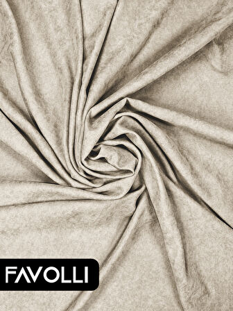 FAVOLLİ Kadife Dokulu Ekru Ada Fon Perde Ekstrafor Büzgülü Dream Series