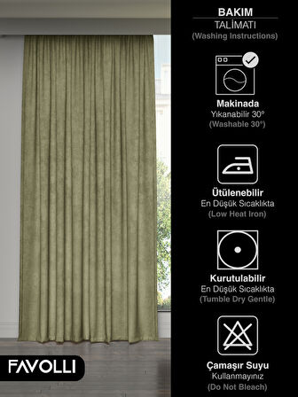 FAVOLLİ Kadife Dokulu Ada Çayı Ada Fon Perde Ekstrafor Büzgülü Dream Series