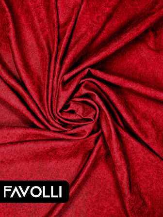 FAVOLLİ Kadife Dokulu Kırmızı Ada Fon Perde Ekstrafor Büzgülü Dream Series