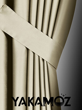 Yüksek Kalite Badem Beji Karartma Blackout Fon Perde Ekstrafor Büzgülü Tek Kanat Dark Touch Serisi