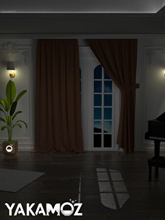 Yüksek Kalite Koyu Kahverengi Karartma Blackout Fon Perde Ekstrafor Büzgülü Tek Kanat Dark Touch Serisi