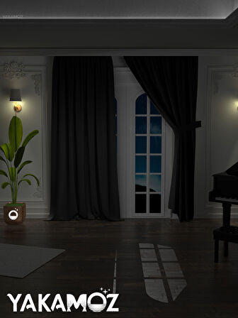 Yüksek Kalite Siyah Karartma Blackout Fon Perde Ekstrafor Büzgülü Tek Kanat Dark Touch Serisi