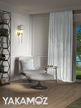 Yakamoz Kadife Görünüm Beyaz Renk Ada Fon Perde Ekstraforlu Velvet Touch Serisi
