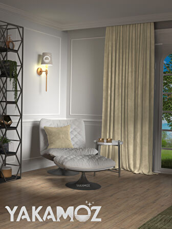 Yakamoz Kadife Görünüm Kumsal Beji Ada Fon Perde Ekstraforlu Velvet Touch Serisi