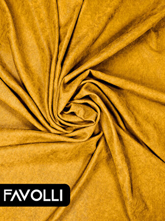 Kadife Dokulu Safran Rengi Ada Fon Perde Ekstrafor Büzgülü Dream Series