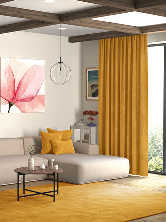 Pastel Kadife Dokulu Kadife Çiçeği Ada Fon Perde Ekstrafor Büzgülü