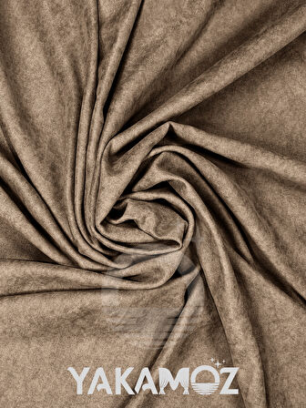 Yakamoz Kadife Görünüm Kaju Rengi Ada Fon Perde Ekstraforlu Velvet Touch Serisi