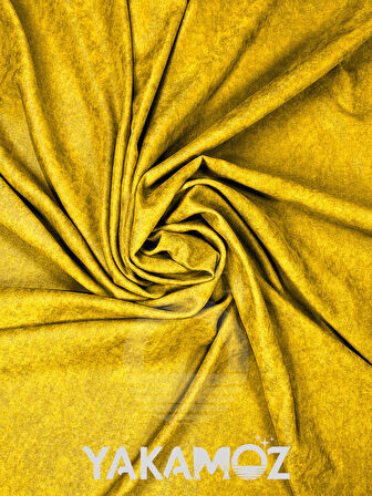 Yakamoz Kadife Görünüm Güneş Sarısı Ada Fon Perde Ekstraforlu Velvet Touch Serisi