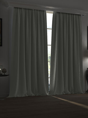 Super Blackout Serisi Gri Renk Işık Geçirmez Ekstraforlu Fon Perde