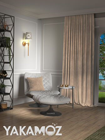 Yakamoz Kadife Görünüm Kum Beji  Ada Fon Perde Ekstraforlu Velvet Touch Serisi