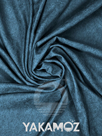 Yakamoz Kadife Görünüm Güvercin Mavisi Ada Fon Perde Ekstraforlu Velvet Touch Serisi