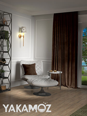Yakamoz Kadife Görünüm Çikolata Kahvesi Ada Fon Perde Ekstraforlu Velvet Touch Serisi