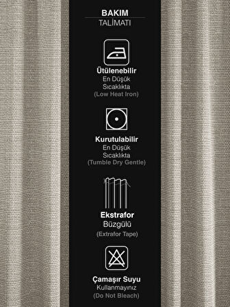 PERLE Açık Gri Keten Dokulu Fon Perde Ekstrafor Büzgülü