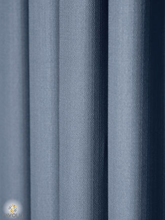 Favolli İndigo Rengi Pileli Keten Dokulu Fon Perde 