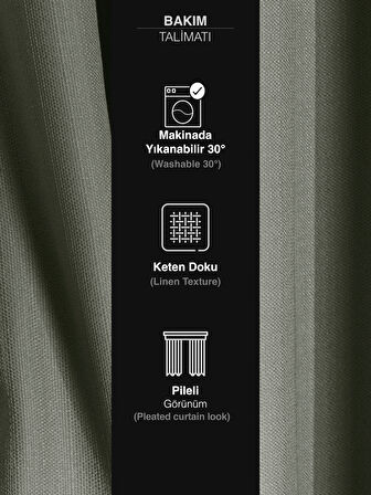 Favolli Mint Rengi Pileli Keten Dokulu Fon Perde 