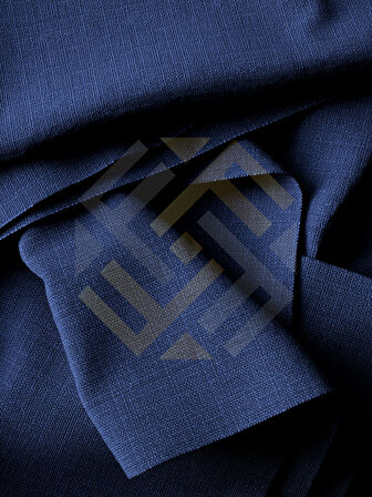 Favolli Lacivert Renk Pileli Keten Dokulu Fon Perde 