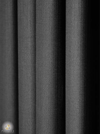 Favolli Siyah Renk Pileli Keten Dokulu Fon Perde 