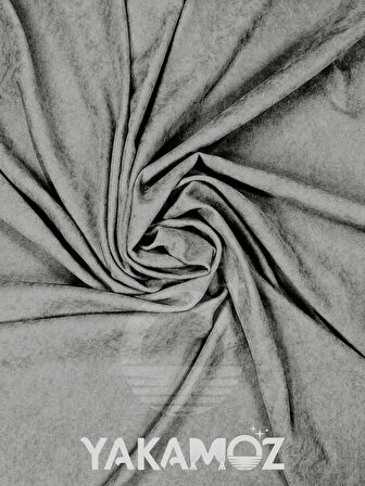 Yakamoz Kadife Görünüm Açık Gri Ada Fon Perde Ekstraforlu Velvet Touch Serisi