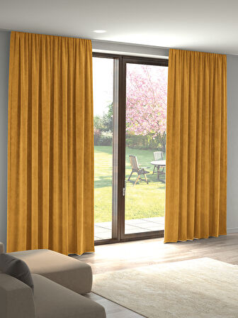 Pastel Kadife Dokulu Kadife Çiçeği Ada Fon Perde Ekstrafor Büzgülü