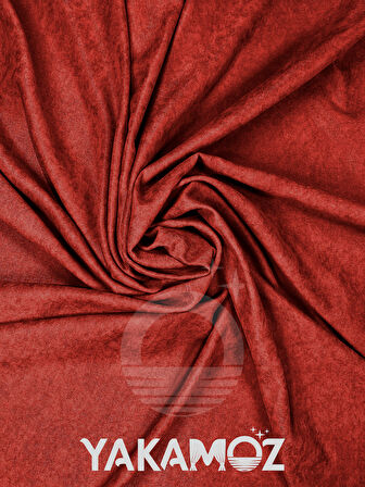 Yakamoz Kadife Görünüm Kırmızı Ada Fon Perde Ekstraforlu Velvet Touch Serisi