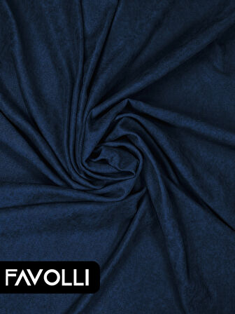 FAVOLLİ Kadife Dokulu Lacivert Ada Fon Perde Ekstrafor Büzgülü Dream Series