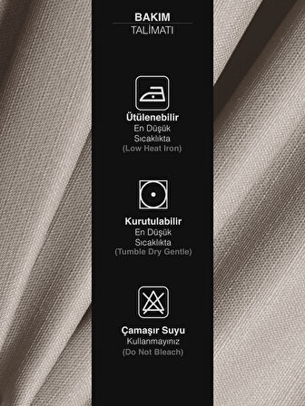 Favolli Taş Rengi Pileli Keten Dokulu Fon Perde 