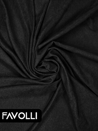 FAVOLLİ Kadife Dokulu Siyah Ada Fon Perde Ekstrafor Büzgülü Dream Series