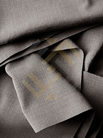 Favolli Gri Renk Pileli Keten Dokulu Fon Perde 