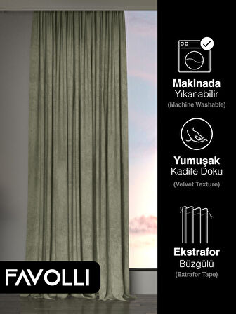 Kadife Dokulu Ada Çayı Ada Fon Perde Ekstrafor Büzgülü Dream Series