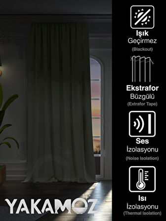 Yüksek Kalite Taş Rengi  Karartma Blackout Fon Perde Ekstrafor Büzgülü Tek Kanat Dark Touch Serisi