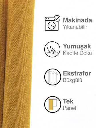 Pastel Kadife Dokulu Kadife Çiçeği Ada Fon Perde Ekstrafor Büzgülü