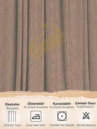 Demor Home Kakao Kahverengi Keten Dokulu Pileli Yüksek Kalite Fon Perde