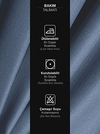 Favolli İndigo Rengi Pileli Keten Dokulu Fon Perde 