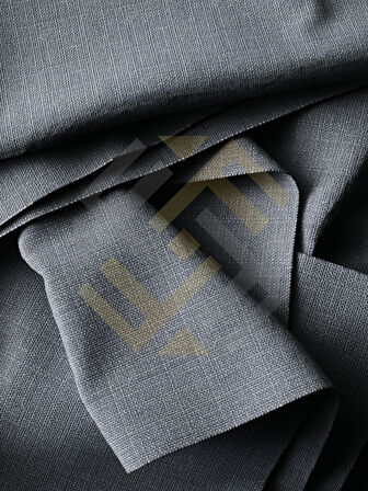 Favolli Gece Mavisi Pileli Keten Dokulu Fon Perde 