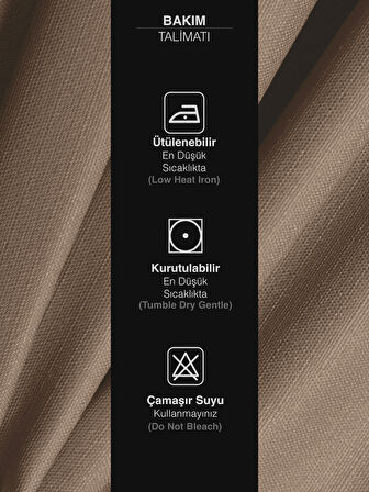 Favolli Açık Kahverengi Pileli Keten Dokulu Fon Perde 