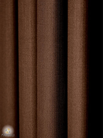 Favolli Kahverengi Pileli Keten Dokulu Fon Perde 