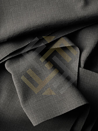 Favolli Koyu Gri Renk Pileli Keten Dokulu Fon Perde 