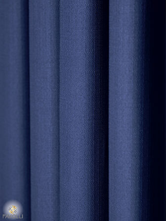 Favolli Lacivert Renk Pileli Keten Dokulu Fon Perde 