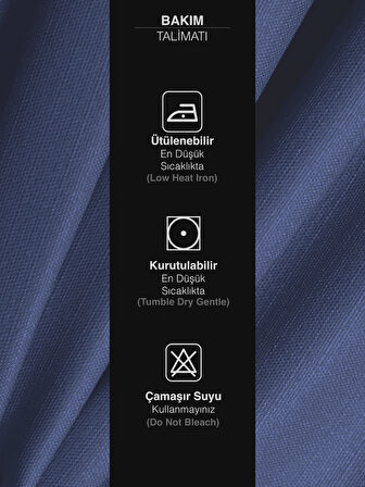 Favolli Lacivert Renk Pileli Keten Dokulu Fon Perde 