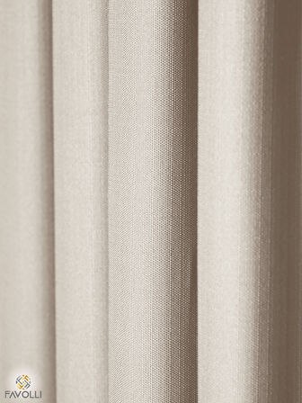Favolli Açık Krem Renk Pileli Keten Dokulu Fon Perde 