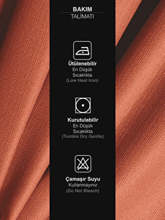 Favolli Kiremit Rengi Pileli Keten Dokulu Fon Perde 